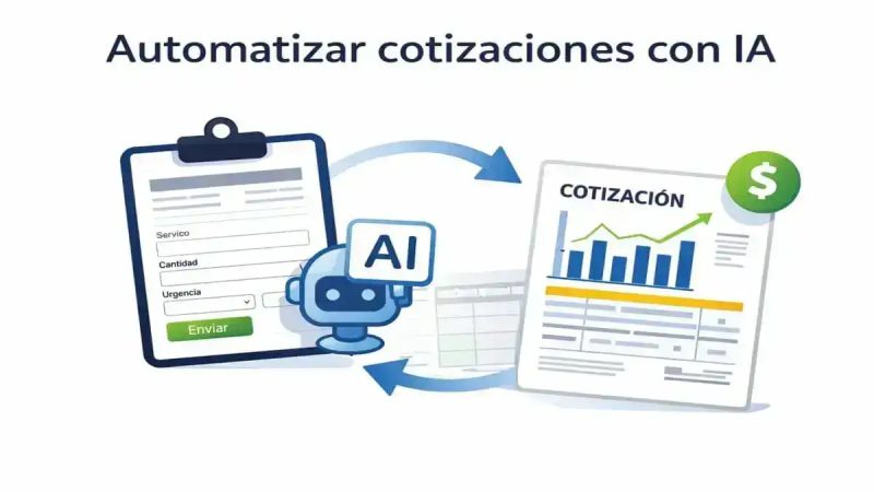 Imagen de una app que automatiza cotizaciones con IA y gráficos de crecimiento.