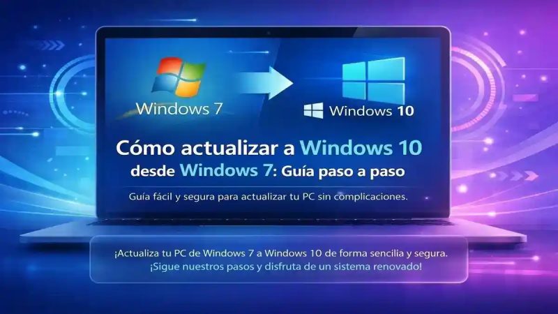 Imagen que muestra la actualización de Windows 7 a Windows 10.