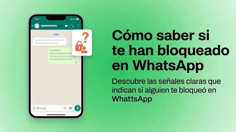 Pantalla de WhatsApp mostrando un chat y un icono de duda sobre bloqueo.