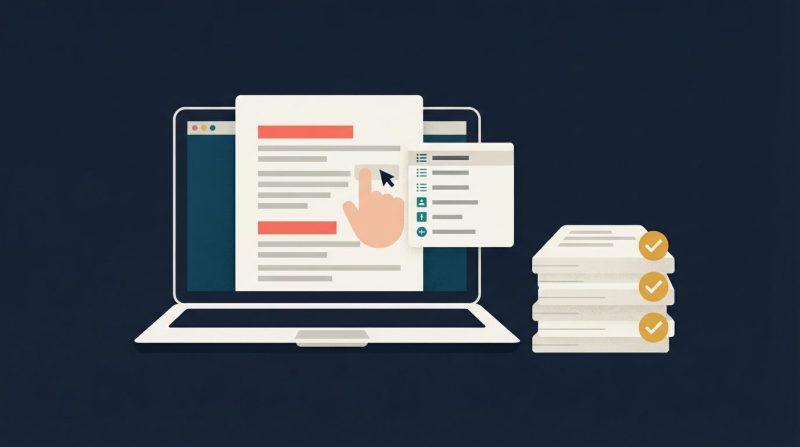 Pantalla de ordenador mostrando la creación de un índice automático en un documento.
