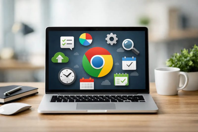 Tecnología y navegación web en ordenador portátil.