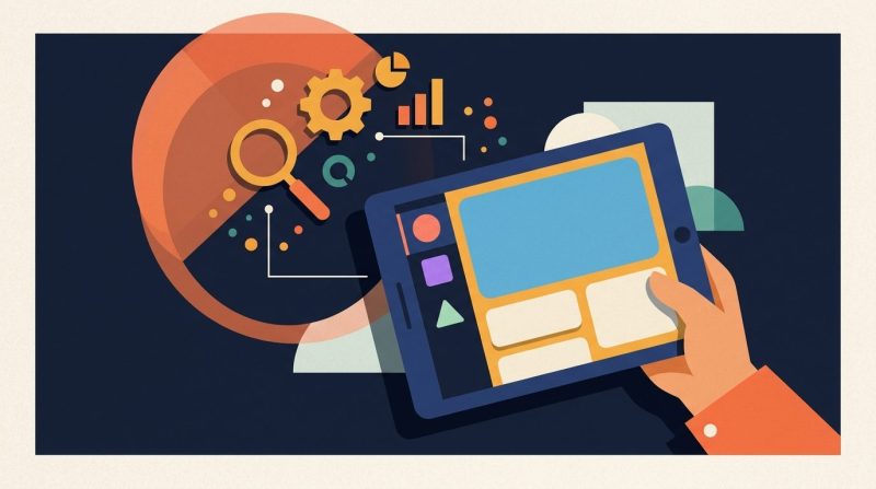 Una tablet con carpetas digitales organizadas en la pantalla táctil.