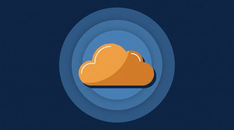 Icono de una nube blanca sobre un fondo de color sólido.